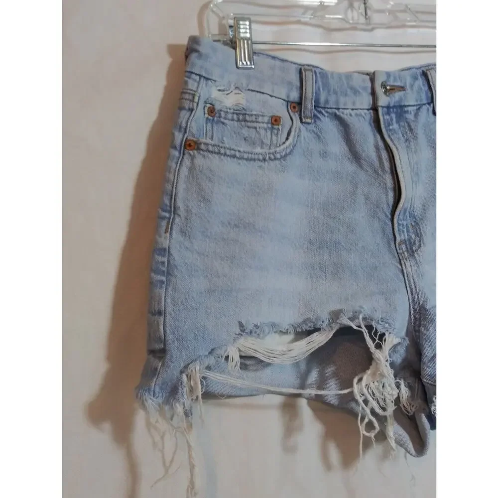 AE Denim Curvy Highest Waist '90s Boyfriend Distressed Shorts Size 10